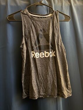 Reebok Gray Heather Athletic Tank with Bold Logo
